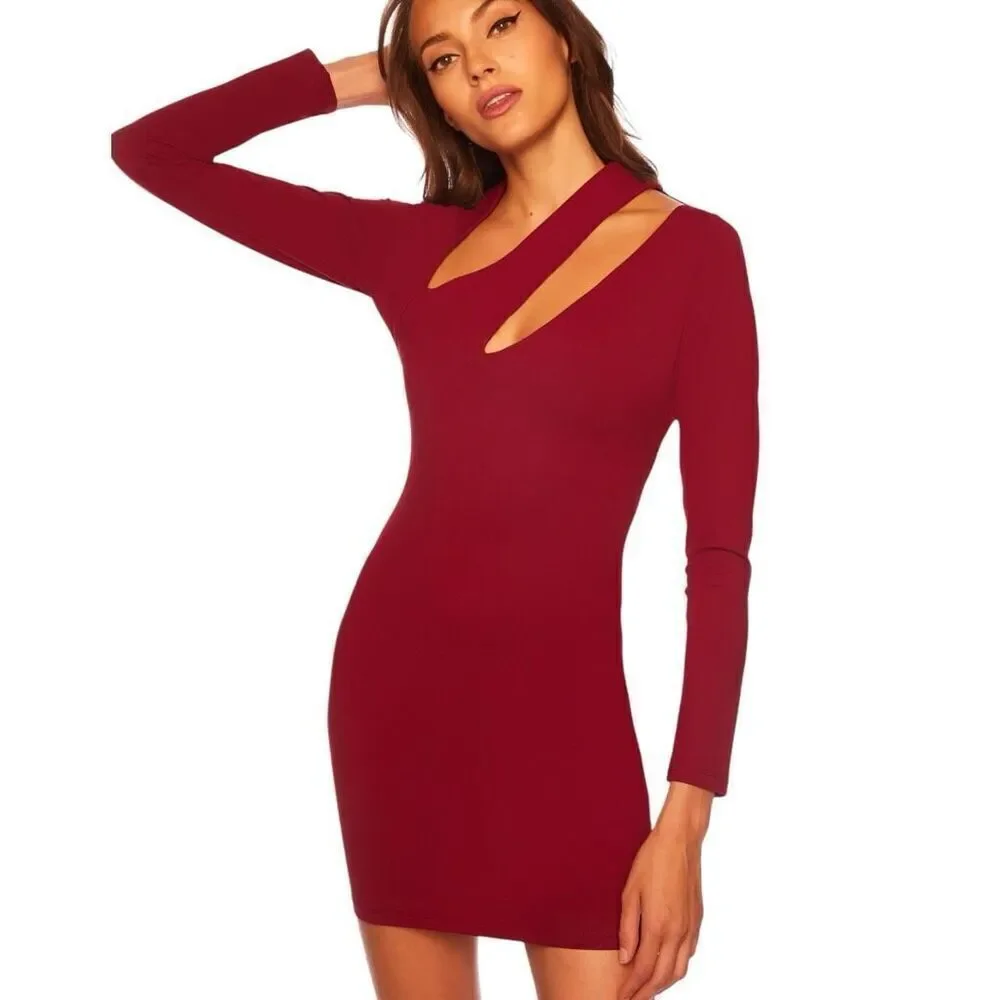 NEW Susana Monaco Diagonal Cut Out Mini‎ Dress in Black XLarge